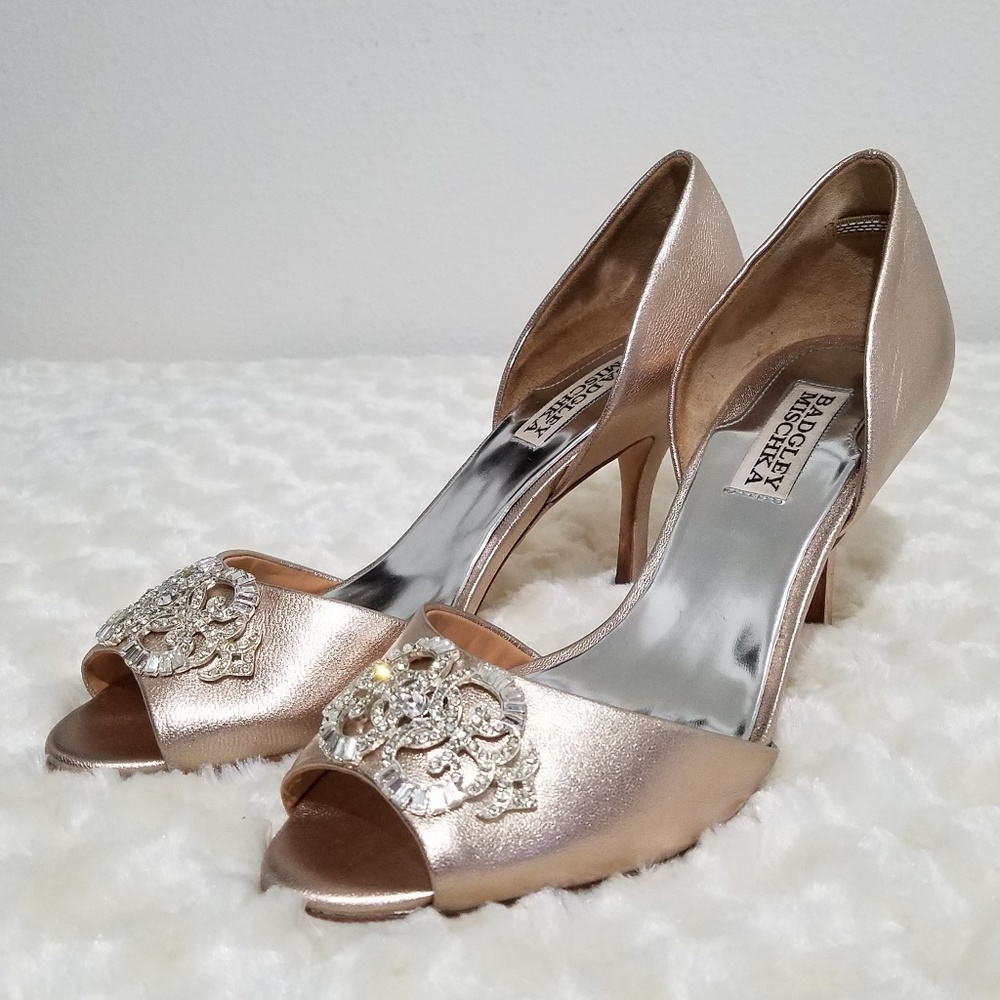 Badgley Mischka | Rose Gold Open Toe Pump | size 8